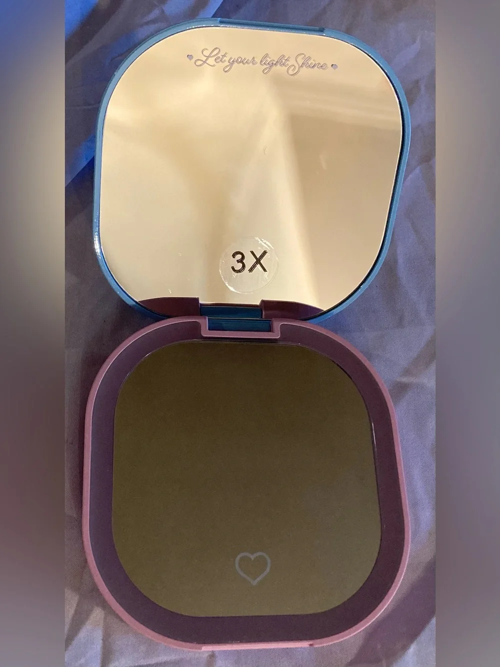 Care Bears Pastel Blue Rechargeable Compact Mirror with Rainbows